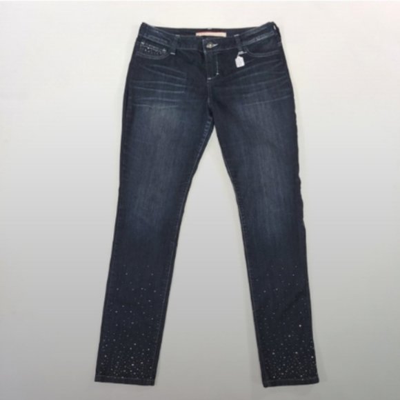S & P  ♡ Gorgeous Black Stretchy Denim Embellished Bling Skinny Jeans 10|12 Long - Picture 12 of 17